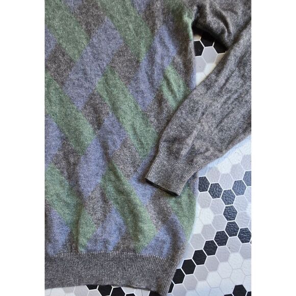 IMPERMEABLE Platinum Mens Sweater 100% 2-Ply Cashmere Pullover Argyle Sweater - Picture 4 of 11